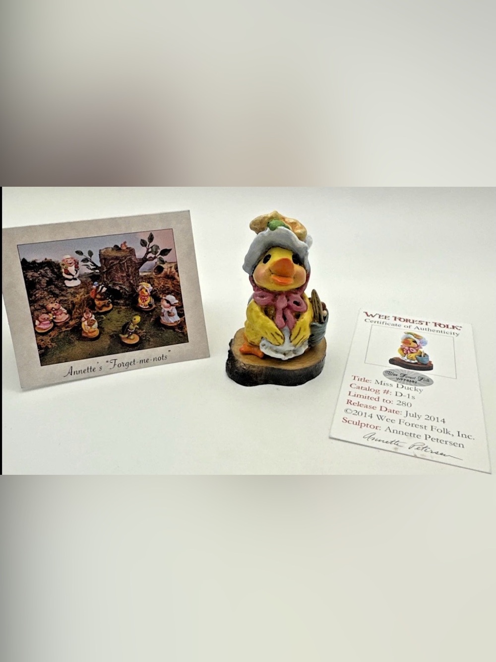 Wee Forest Folk MISS DUCKY, WFF# D-1s, Forget-Me-Not Series, Retired LTD 25/280